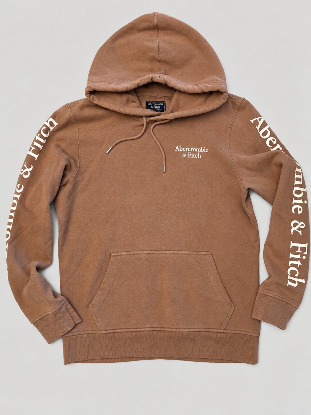 Abercrombie & Fitch Brown Logo Sleeve Pullover Hoodie S